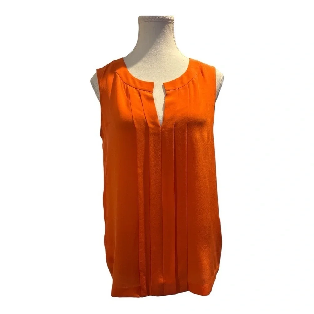 Kate Spade 100% Silk Blouse Tank Orange Sz 4 Sleeveless Casual Summer